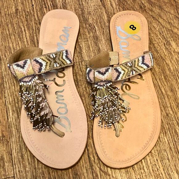 Sam Edelman Anella Multi Bead Fringe Slip On Thong Sandals Size 8 - Picture 4 of 15